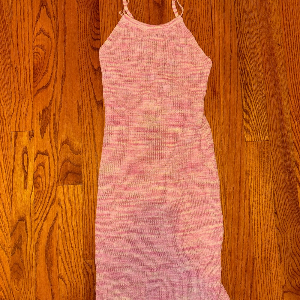 Elegant Pink Knit Midi Dress